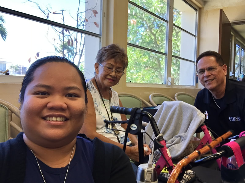 Angelica's selfie with Tina from Sts Peter & Paul, and Dcn. Ken from Maui.